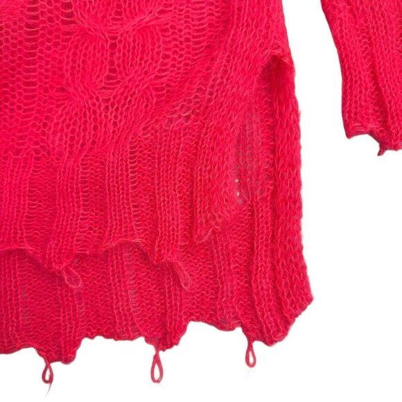 Anthropologie Medium Lightweight Cable Wool Neon Pink Sweater - Picture 5 of 10